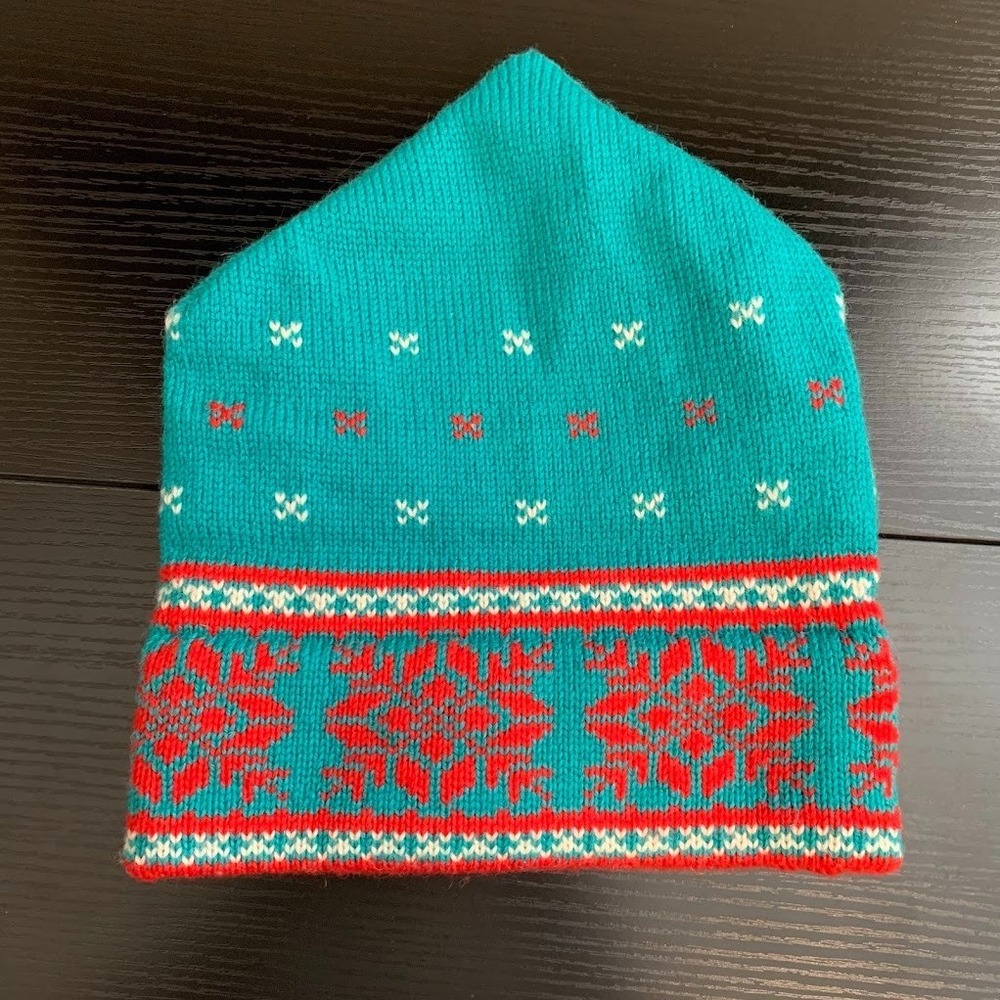 Vintage Vermont Originals Knit Winter Ski Hat Beanie Snowflakes‎ 100% Wool